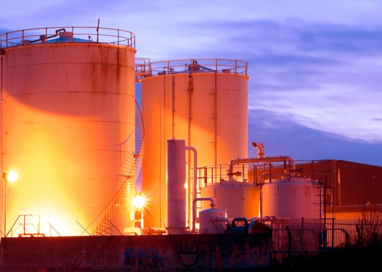 Industrial refinery at dusk